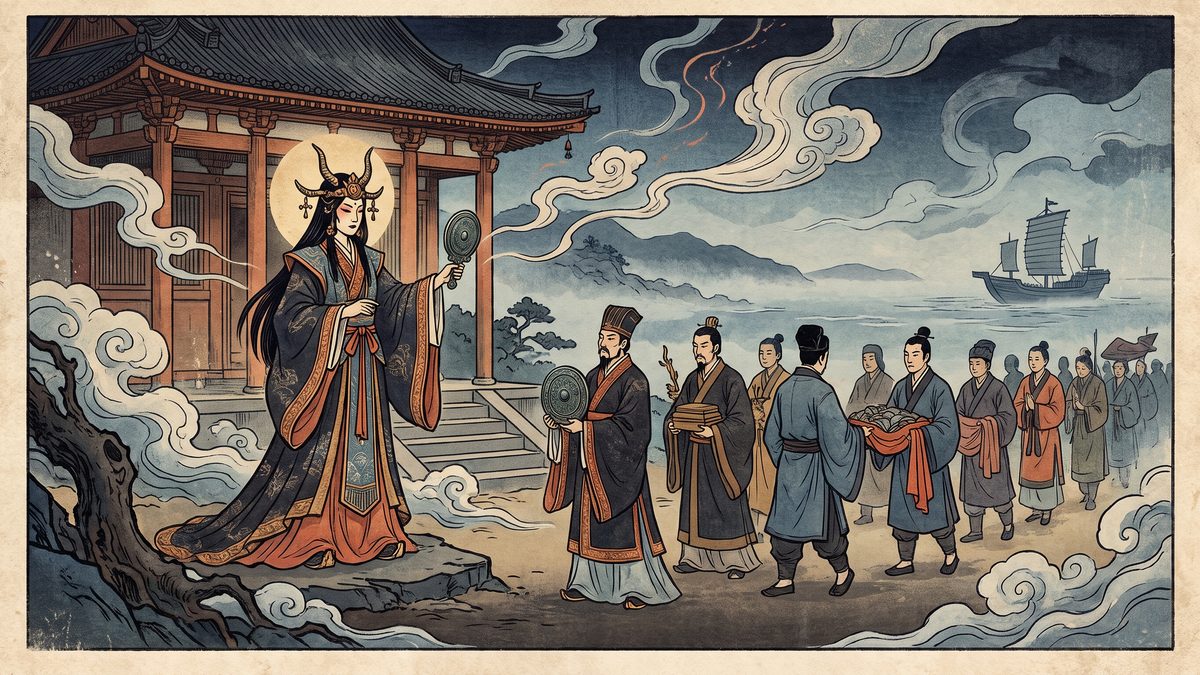 卑弥呼が魏に使いを送るの浮世絵イラスト