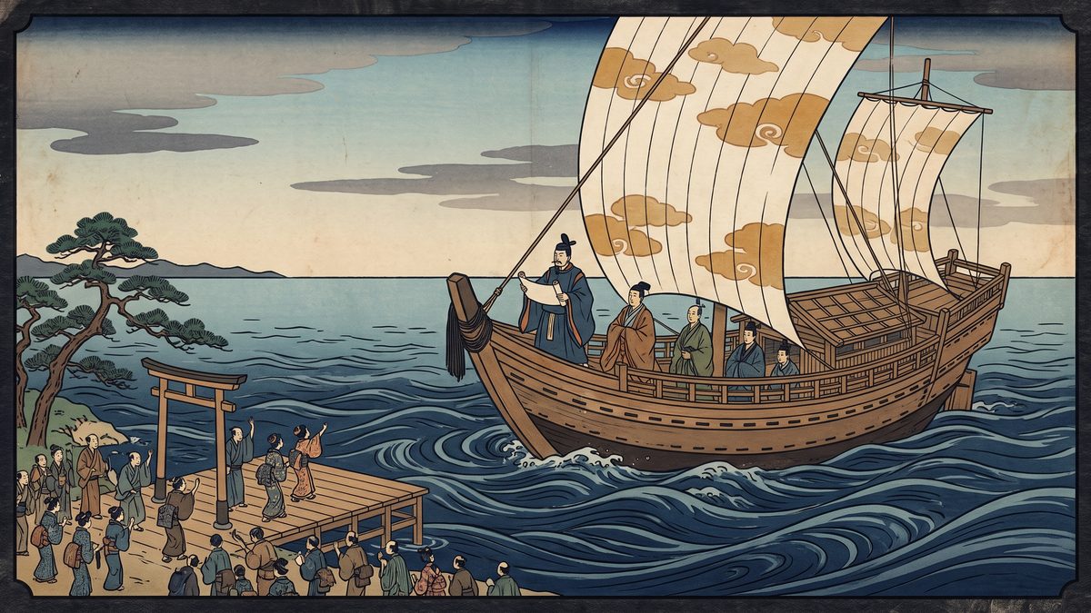 遣隋使の派遣（小野妹子）の浮世絵イラスト
