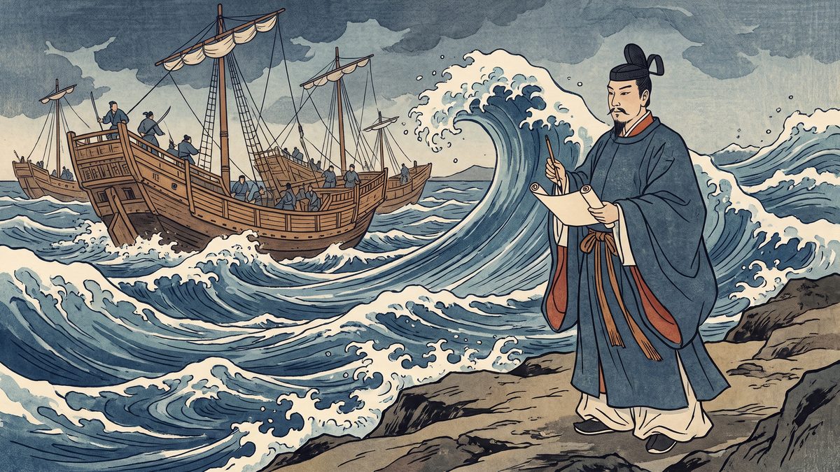 遣唐使の停止（菅原道真の建議）の浮世絵イラスト