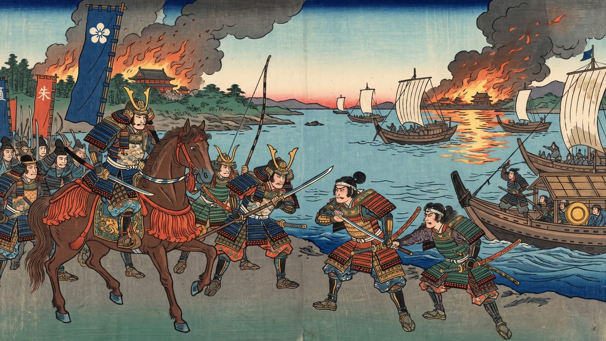 承平天慶の乱（平将門・藤原純友）の浮世絵イラスト