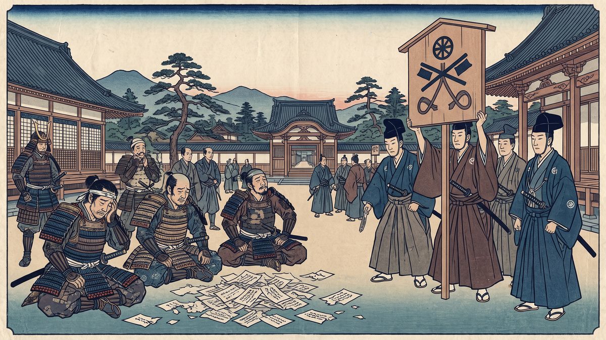 永仁の徳政令の浮世絵イラスト