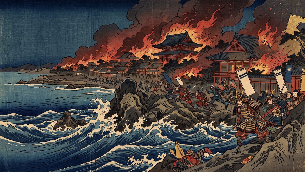 鎌倉幕府の滅亡の浮世絵イラスト