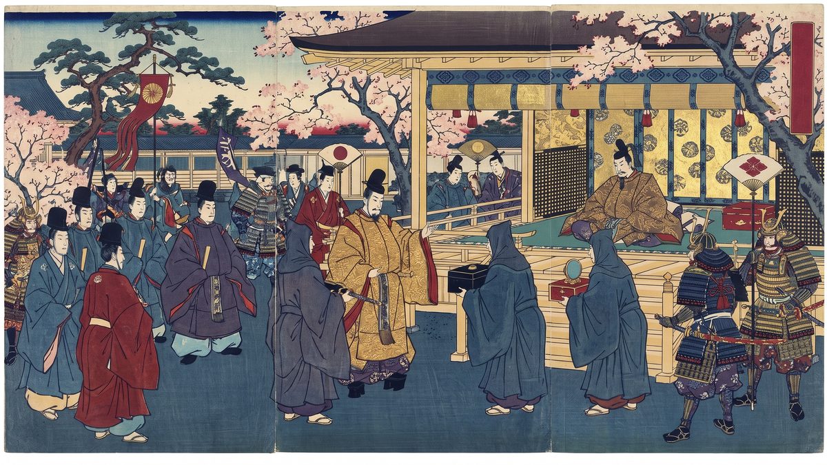 南北朝の合一の浮世絵イラスト