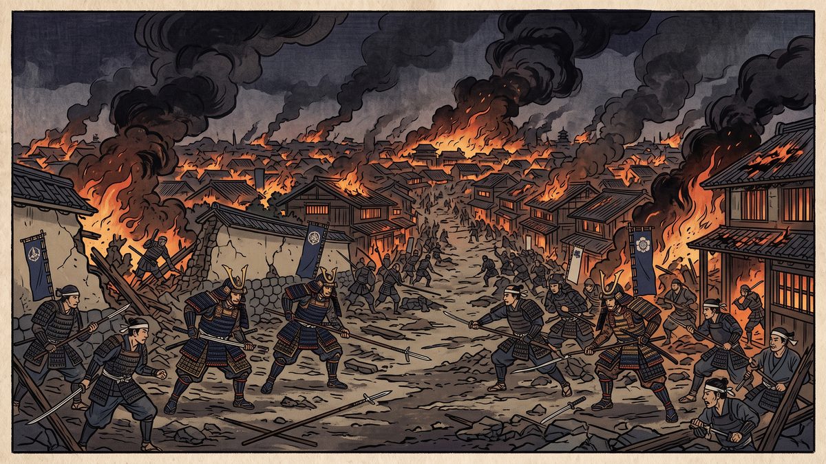 応仁の乱の浮世絵イラスト