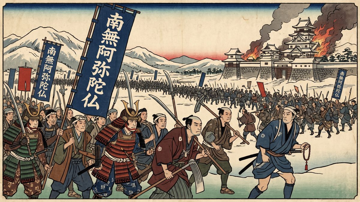 加賀の一向一揆の浮世絵イラスト