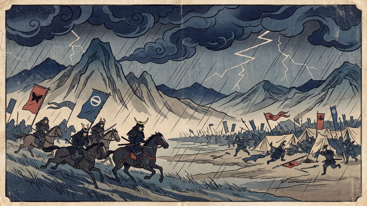 桶狭間の戦いの浮世絵イラスト