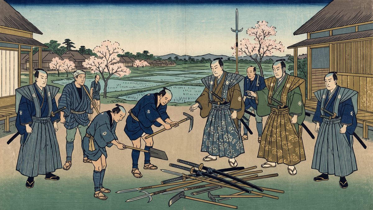 刀狩令の浮世絵イラスト