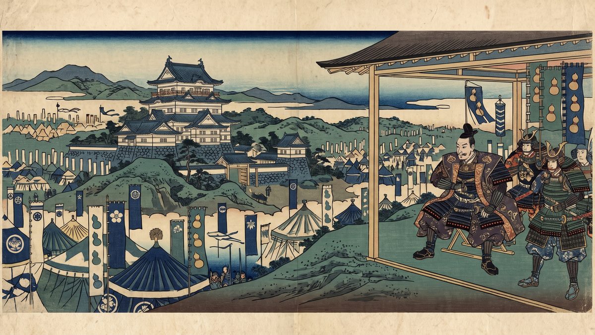 豊臣秀吉の全国統一の浮世絵イラスト