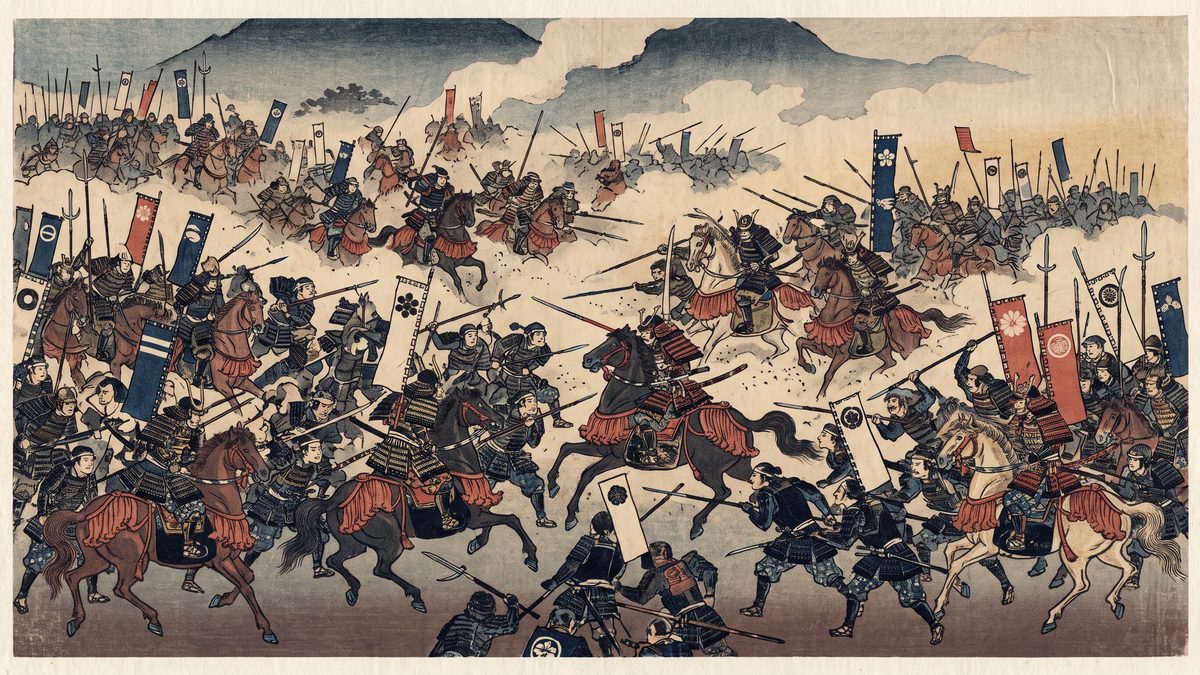 関ヶ原の戦いの浮世絵イラスト