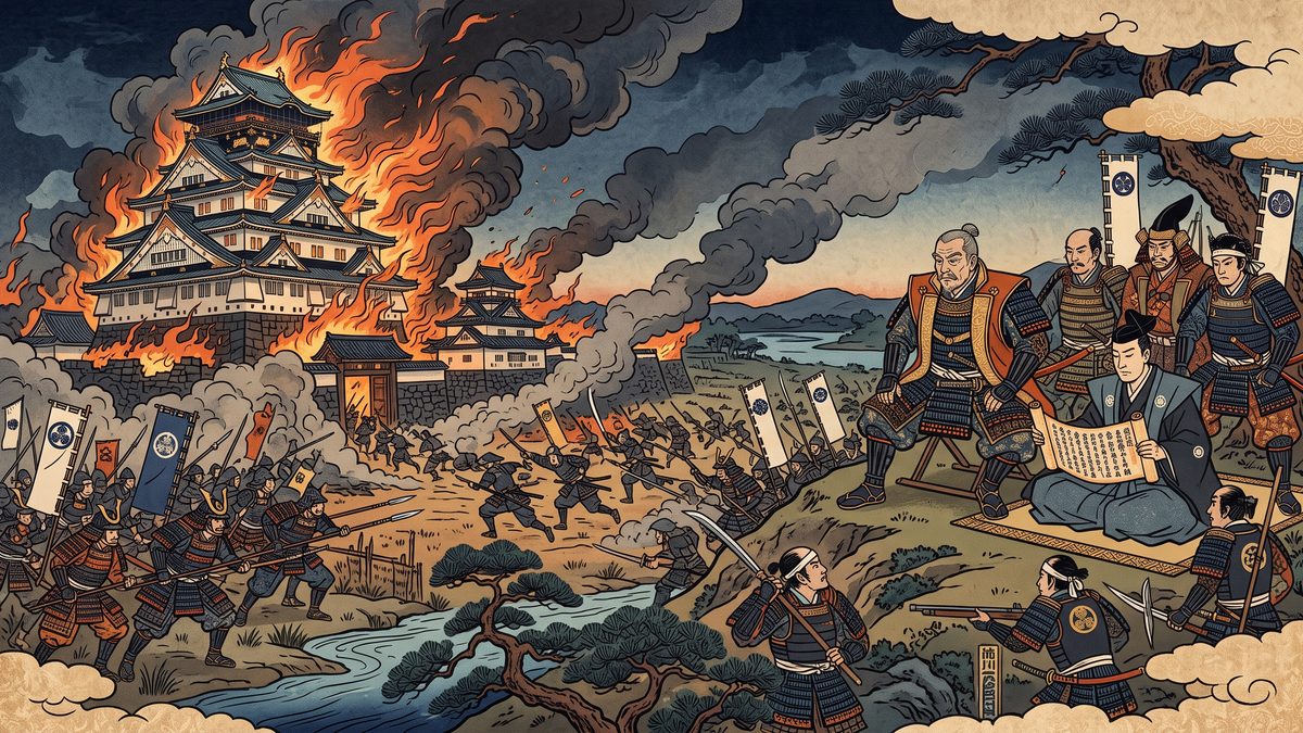 大坂夏の陣・武家諸法度の浮世絵イラスト