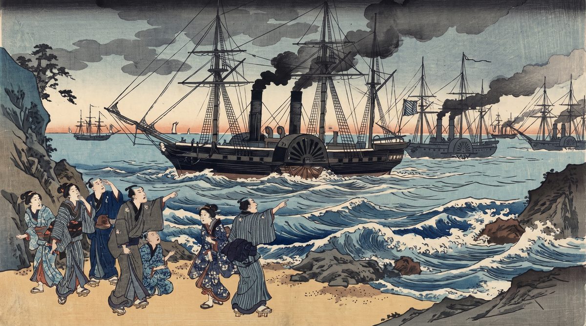 ペリー来航（浦賀）の浮世絵イラスト