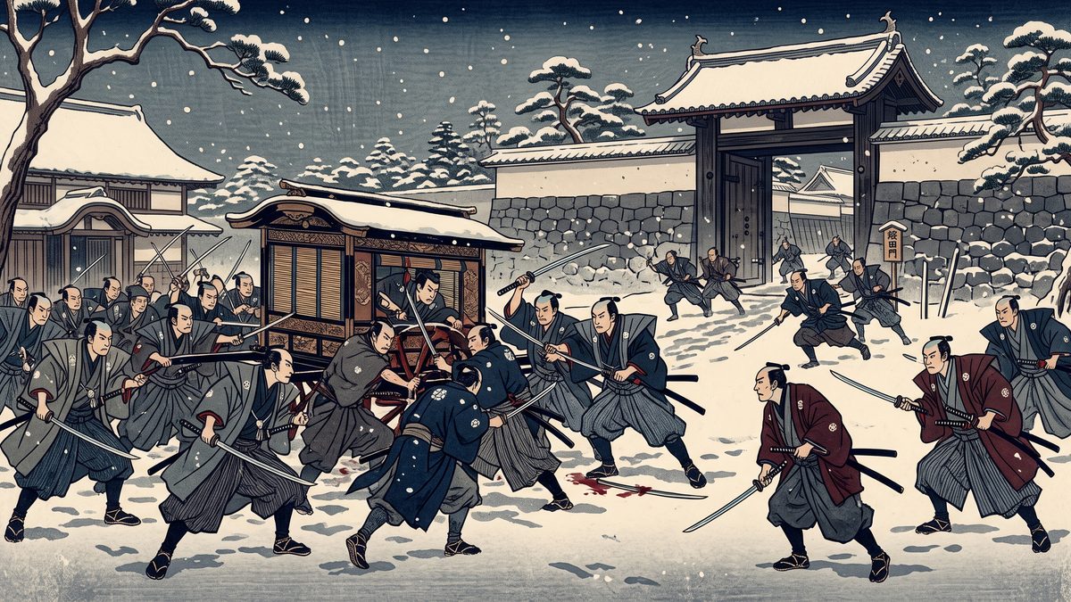 桜田門外の変（井伊直弼暗殺）の浮世絵イラスト