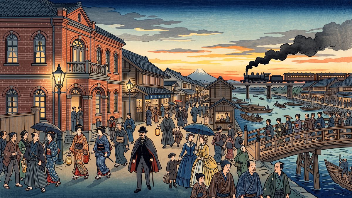 明治維新（戊辰戦争・五箇条の御誓文）の浮世絵イラスト