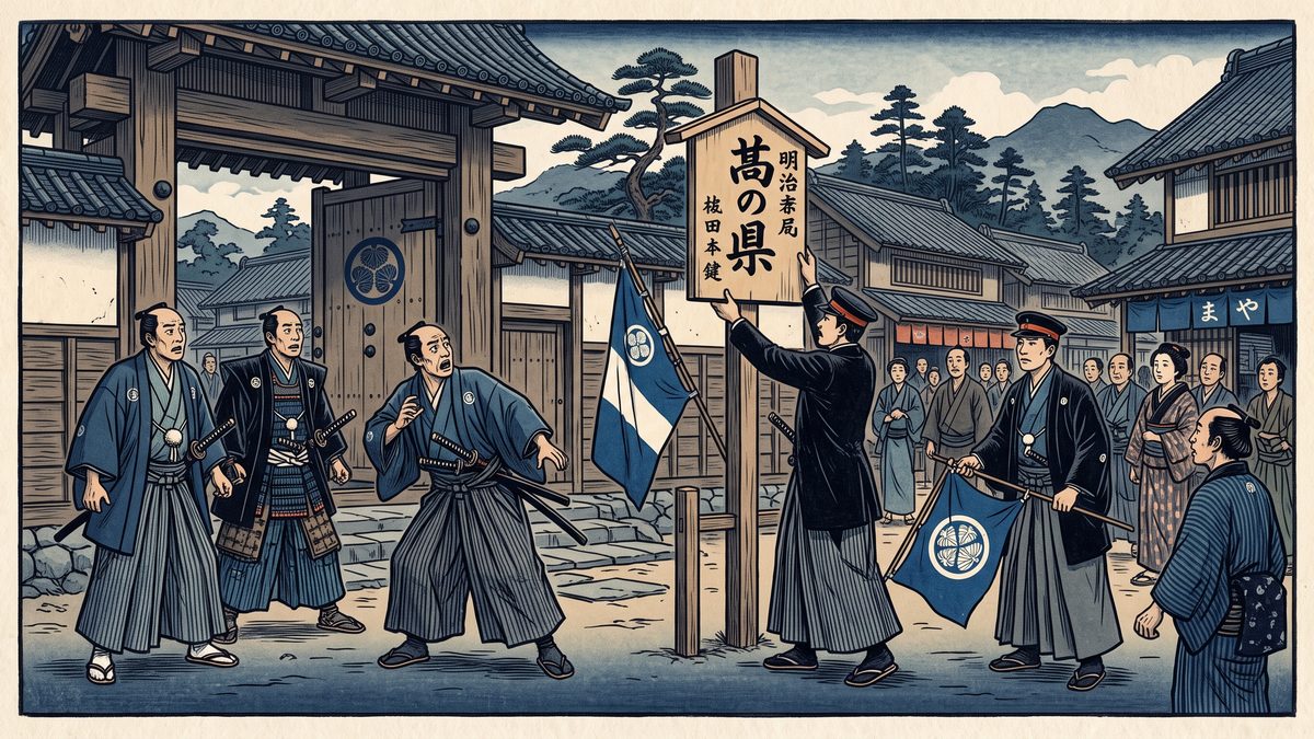 廃藩置県の浮世絵イラスト