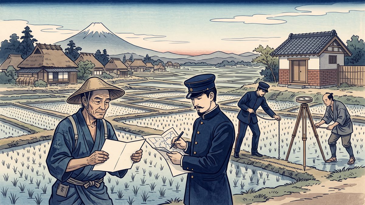 地租改正・徴兵令の浮世絵イラスト