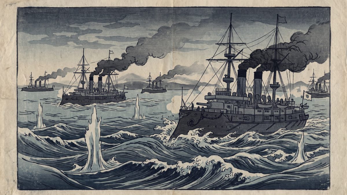 日清戦争（治外法権の撤廃も同年）の浮世絵イラスト