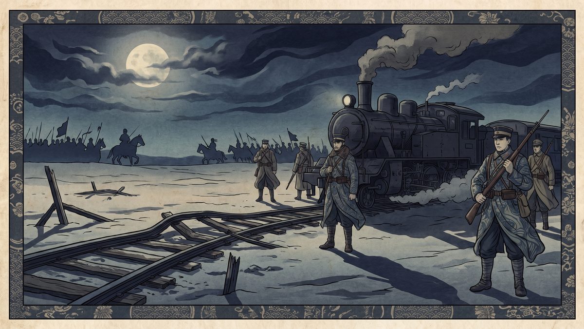 満州事変の浮世絵イラスト