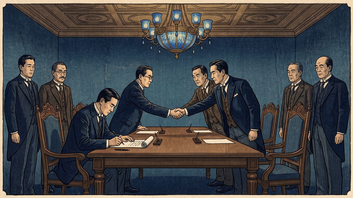 日独伊三国同盟の浮世絵イラスト