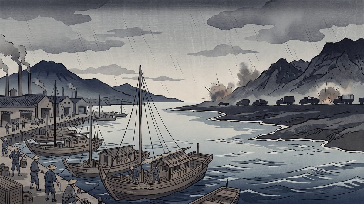 朝鮮戦争（特需景気）の浮世絵イラスト