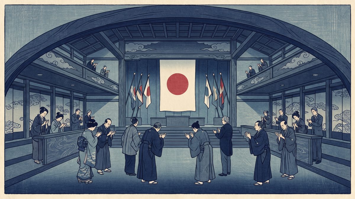 日ソ共同宣言・国際連合加盟の浮世絵イラスト