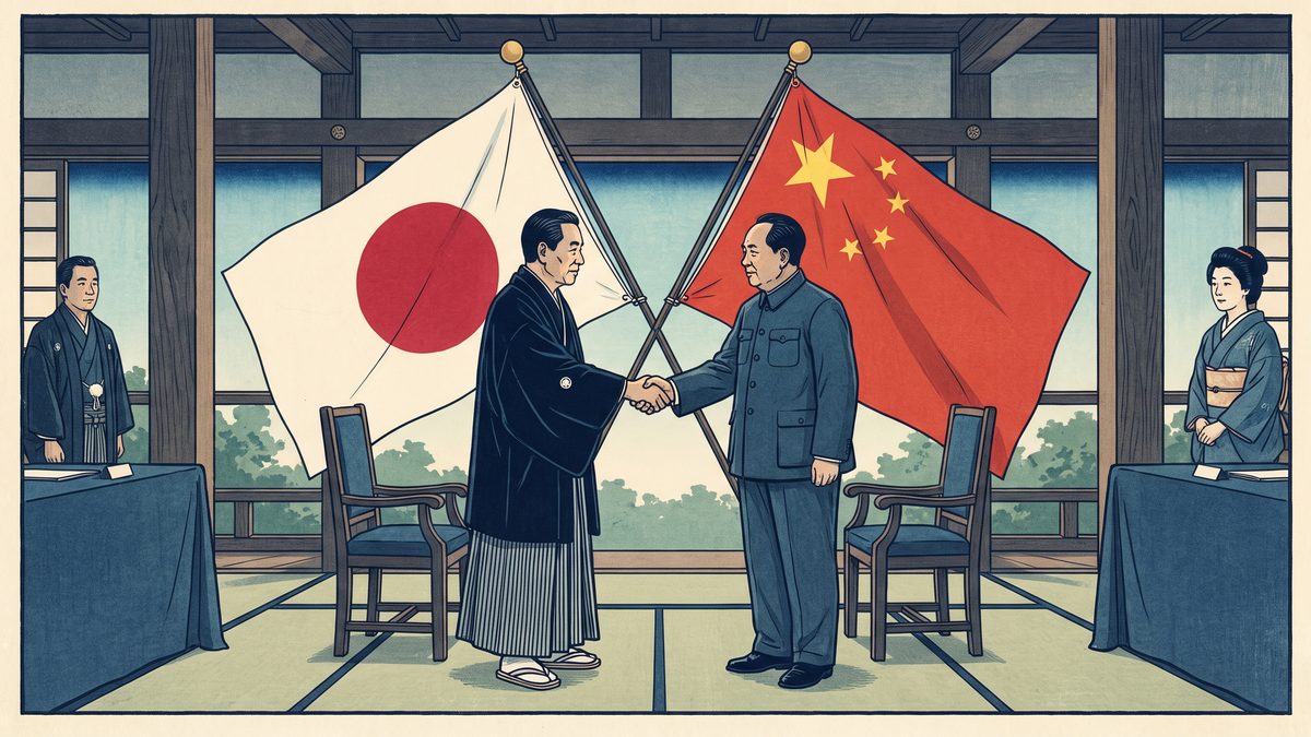 日中平和友好条約の浮世絵イラスト