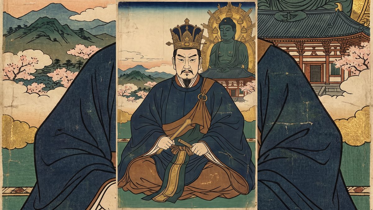 聖武天皇の浮世絵イラスト