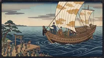 遣隋使の派遣（小野妹子）の浮世絵イラスト