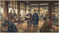 大化の改新（乙巳の変）の浮世絵イラスト