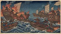 白村江の戦いの浮世絵イラスト