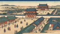 平城京へ遷都の浮世絵イラスト