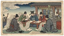 日本書紀の完成の浮世絵イラスト