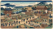長岡京へ遷都の浮世絵イラスト