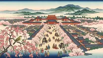 平安京へ遷都の浮世絵イラスト