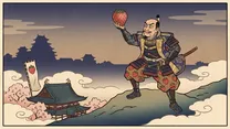本能寺の変（太閤検地の開始）の浮世絵イラスト