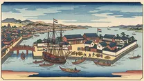 オランダ商館を出島へ移すの浮世絵イラスト