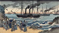 ペリー来航（浦賀）の浮世絵イラスト
