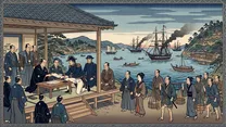 日米和親条約（開国）の浮世絵イラスト