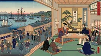 日米修好通商条約（不平等条約）の浮世絵イラスト