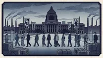 国家総動員法の浮世絵イラスト