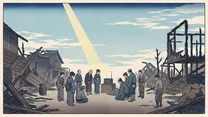 終戦（ポツダム宣言受諾）の浮世絵イラスト