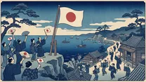 沖縄返還・日中国交正常化の浮世絵イラスト