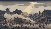 阪神・淡路大震災の浮世絵イラスト