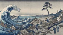 東日本大震災の浮世絵イラスト
